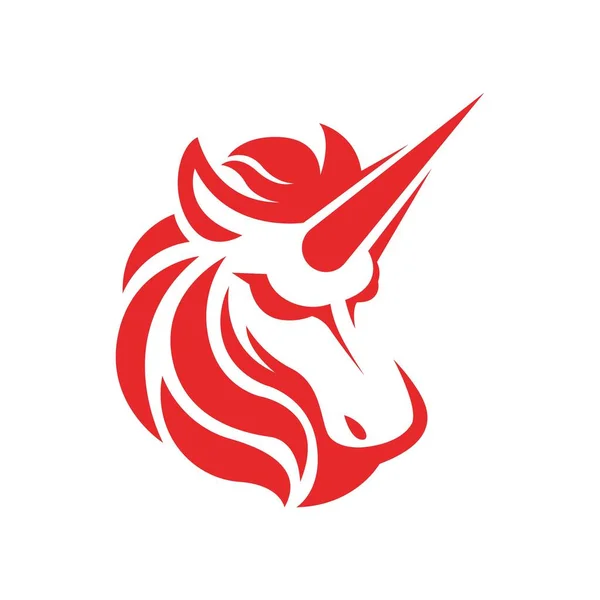 Logo Unicorno Rosso Logo Animale Logo Gioco Illustrazione Vettoriale — Vettoriale Stock