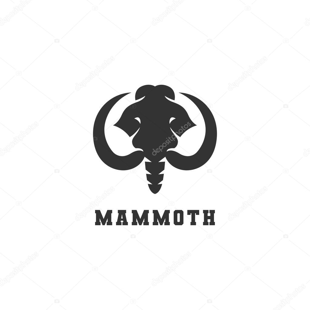 Mammoth head logo. animal logo. flat vector