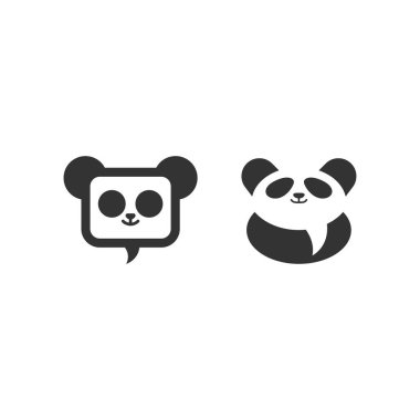 panda kombinasyonu ve sohbet ikonu vektör illüstrasyonu