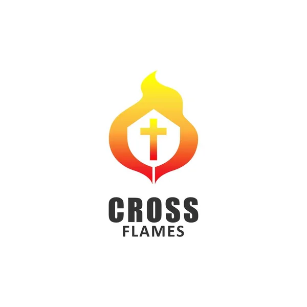 Kreuz Flamme Kirche Logo Vektorillustration — Stockfoto