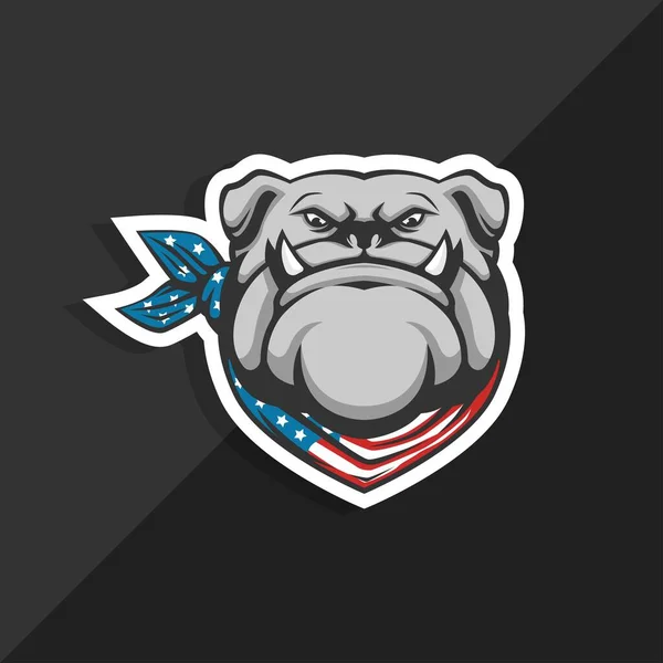 Amerikaanse Bulldog Vlag Bandana Mascotte Logo Vectorillustratie — Stockvector