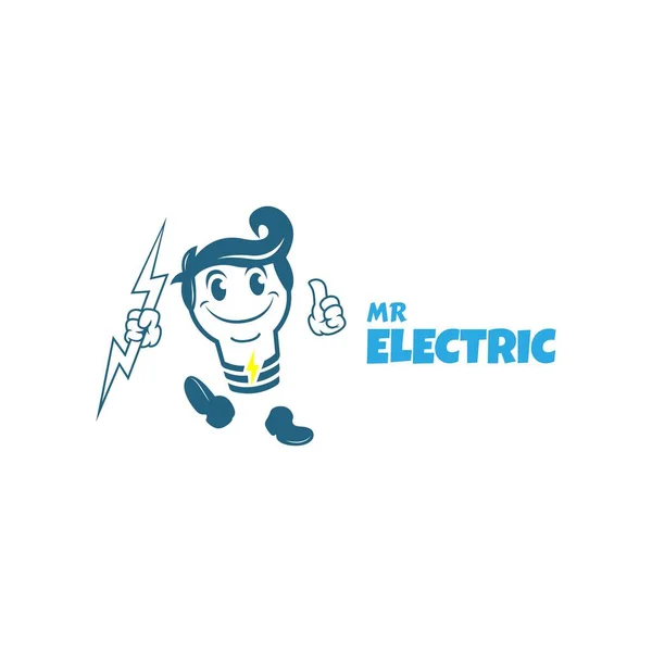 Mascotte Logo Électrique Monsieur Homme Tenant Éclairage Illustration Vectorielle — Photo