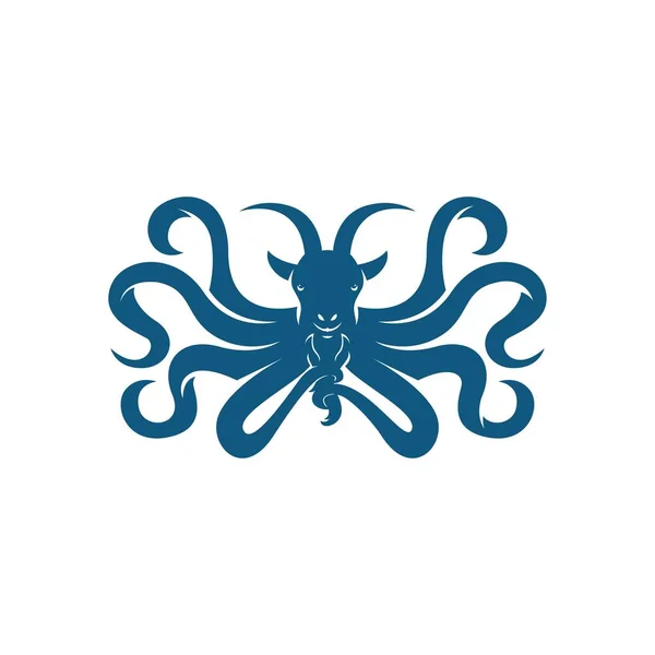 Cabeça Cabra Com Corpo Polvo Tentáculo Logotipo Ilustração Vetorial — Vetor de Stock