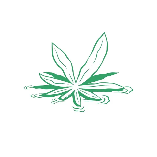 Green Cannabis Floating Water Logo Vector Illustration — Stock Photo, Image