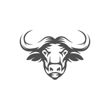 Boğa başlı logo vektörü. Basit işaret logosu