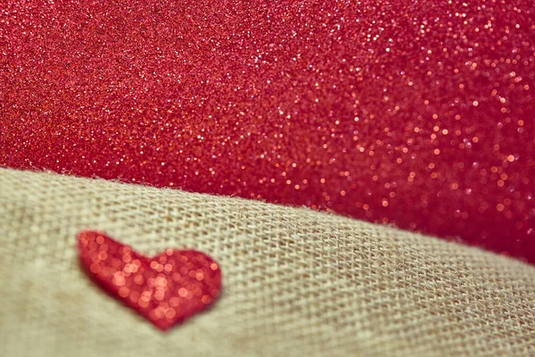 Zamazane Tło Czerwonego Brokatu Serca Czerwone Beżowe Tło Walentynki Brokat — Zdjęcie stockowe