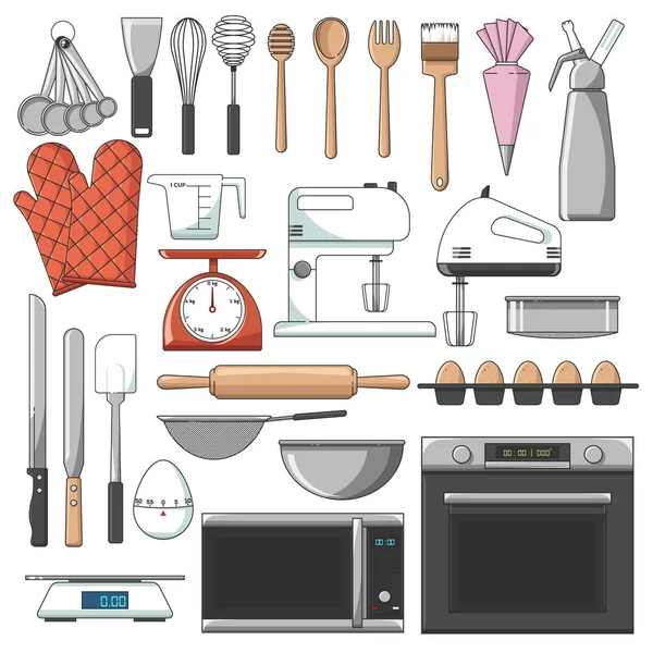 Liste Des Principaux Outils Boulangerie Pack Icônes Vectorielles Voici Les — Image vectorielle