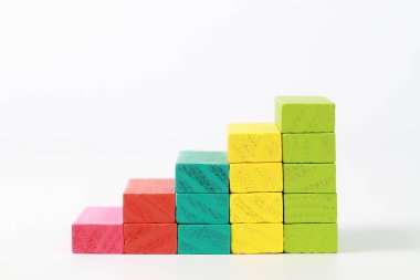 Ahşap blok istifleme, mali ve Iş büyüme kavramı kullanarak arka plan