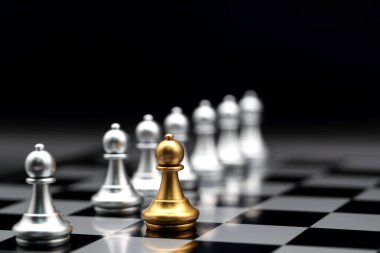 Yarışma, başarı ve liderlik konsepti için satranç iş fikri