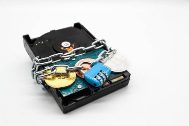 zincir para ile sabit diskte şifre koruması ile kilitli (güvenlik teknolojisi kavramı için bu görüntü)