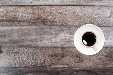 simple workspace technology wood desk with coffee cup and copy space 