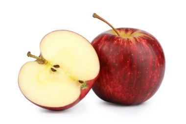 kırpma yolu ile beyaz arka plan üzerinde izole dilim sebze ile taze elma