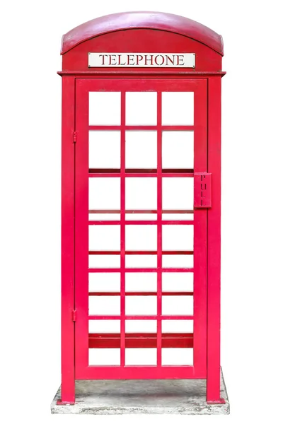 赤い公衆電話ブース孤立し、白い背景 — ストック写真