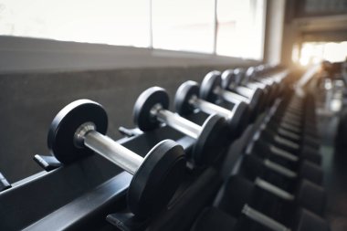 spor salonunda dumbbells