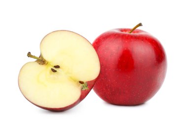 kırpma yolu ile beyaz arka plan üzerinde izole dilim sebze ile taze elma