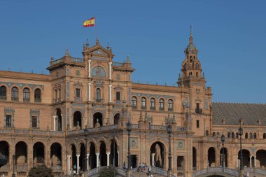 Seville, espana-19 / 08 / 2019 İspanyol Meydanı (Plaza de Espana), Sevilla 'da