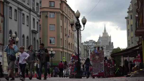 모스크바 러시아 2020 모스크바의 태양일 스트리트 Arbat Street 모스크바에서 거리중 — 비디오