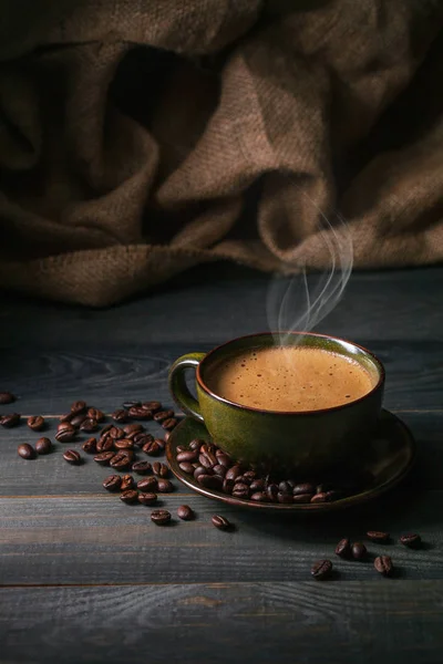 Kávový Šálek Kávová Zrna — Stock fotografie