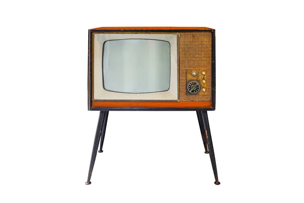 Старовинні Телевізор Телевізор Ізолювати Білому Фоні — стокове фото