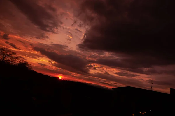 Красивый Закат Восход Солнца Городе Работе — стоковое фото