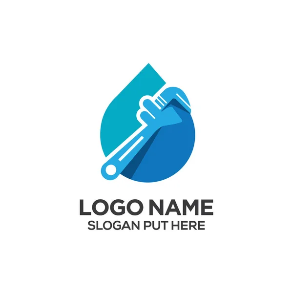 Linha Água Encanamento Logotipo Design Modelo Vetor — Vetor de Stock