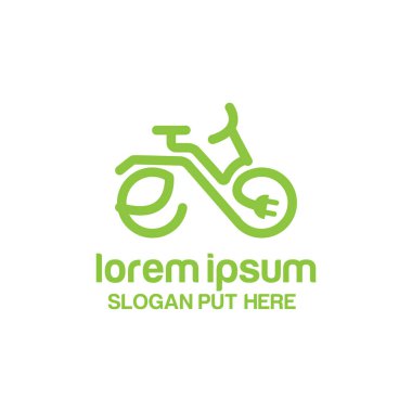 Elektrikli bisiklet ya da e-bisiklet logosu tasarımı şablonu 