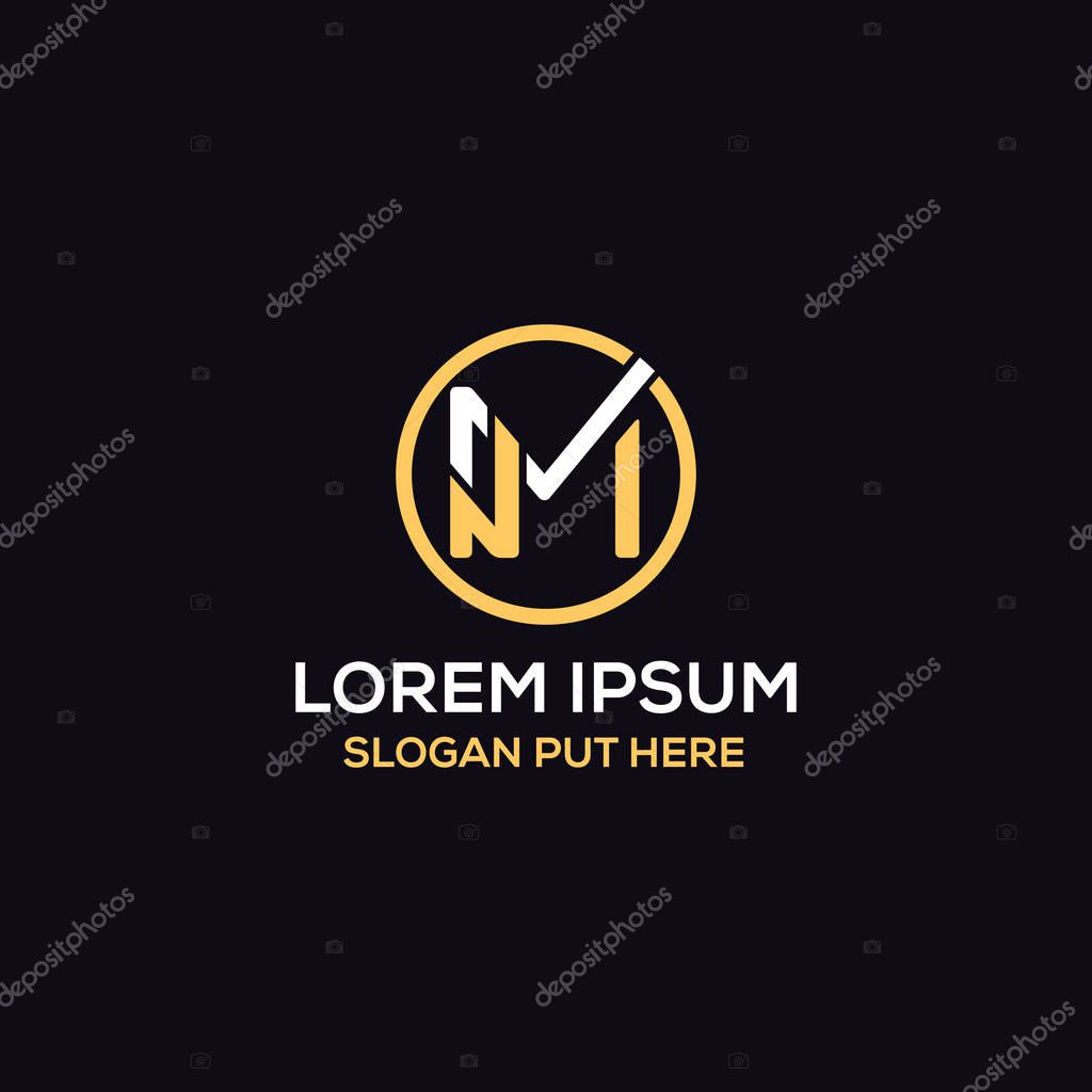 MN Or NM Letter logo design template vector