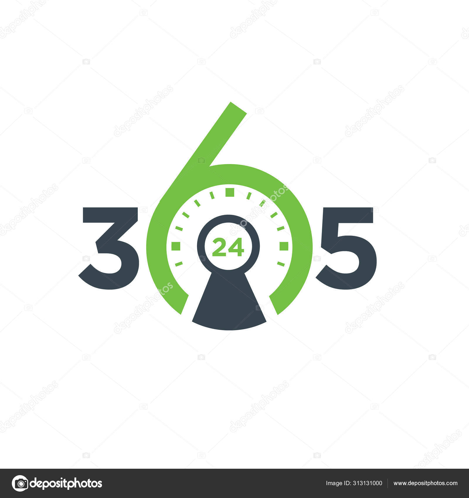 Security 365 Days Hours Logo Identity Design Template Stock Vector
