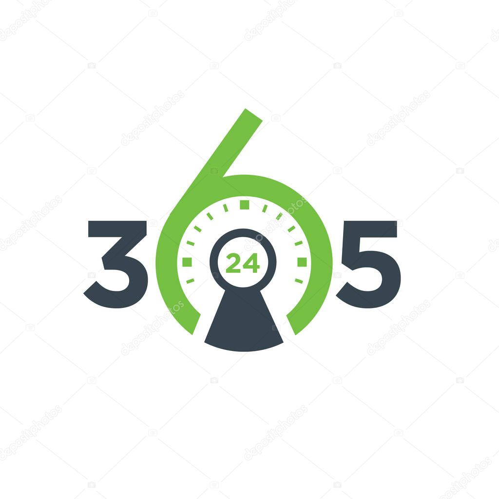 Security 365 days by 24 hours logo/identity design template