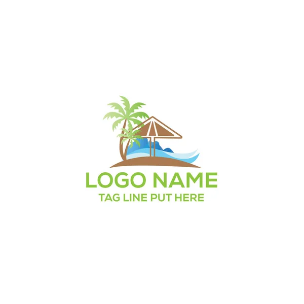 Plážové Logo Design Pro Použití Ocean Beach — Stockový vektor