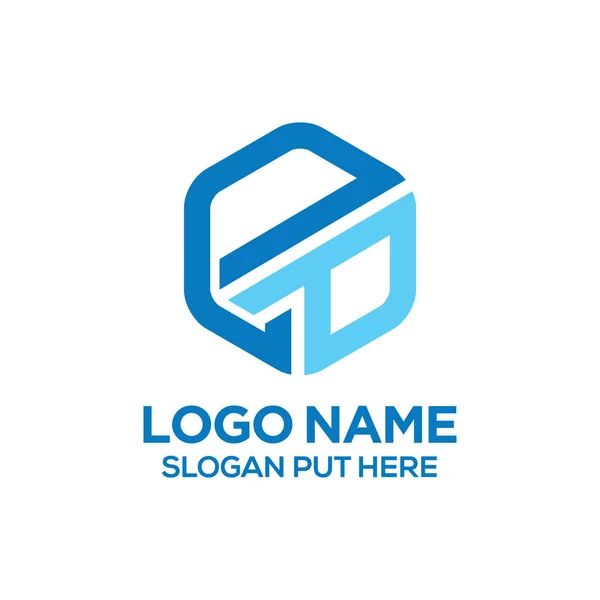 Hexágono Carta Logo Plantilla Diseño Identidad — Vector de stock