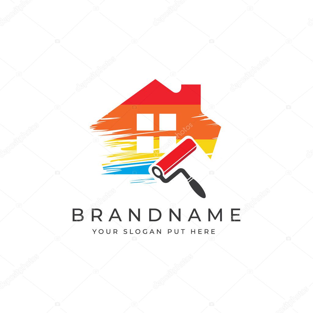 Painting colourful logo design template vector