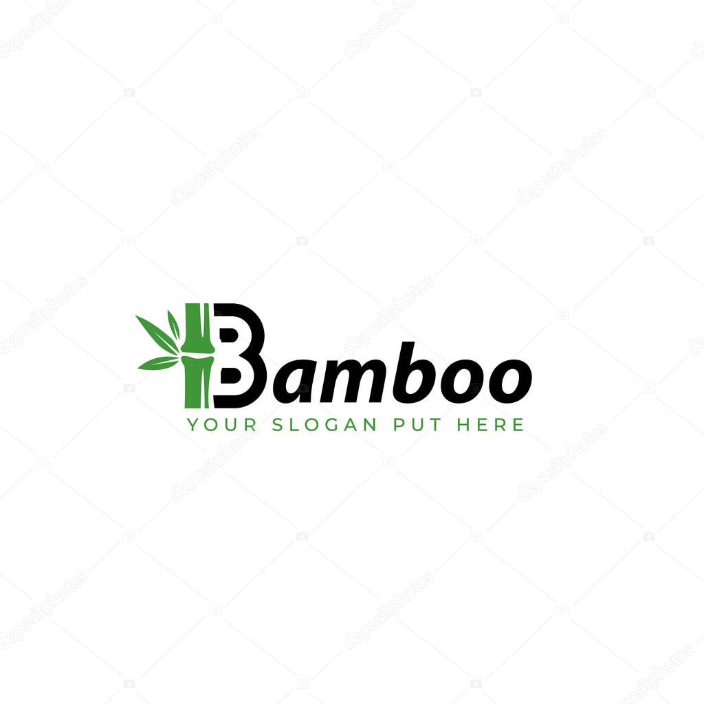 Bamboo Letter logo design template vector