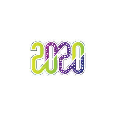 Yaratıcı ve modern yeni yıl 2020 Özelleştirilmiş metin logosu veya t-shirt tasarım şablonu vektörü