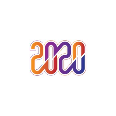 Yaratıcı ve modern yeni yıl 2020 Özelleştirilmiş metin logosu veya t-shirt tasarım şablonu vektörü