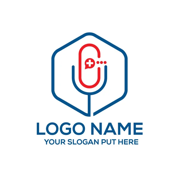 Creative Modern Podcast Logo Design Template Medical Health Company Business — Διανυσματικό Αρχείο