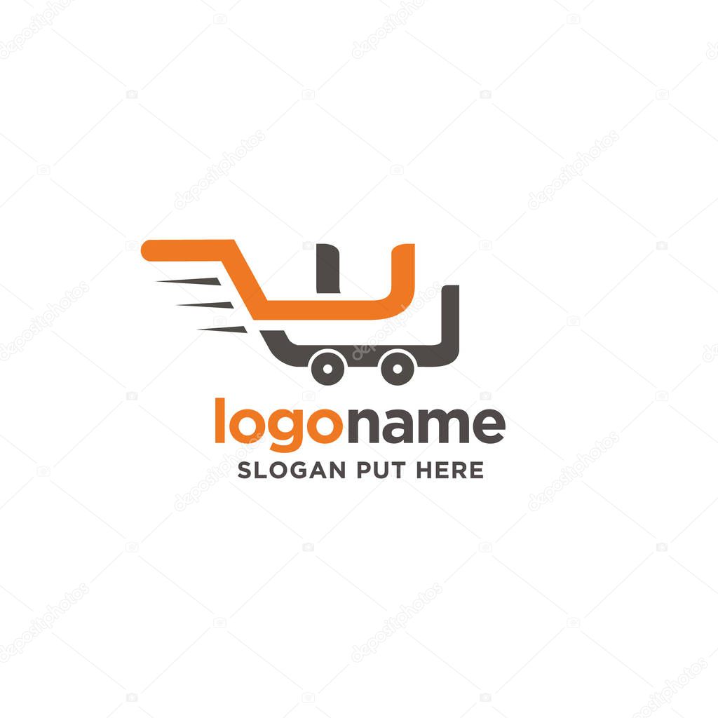 Creative and modern Shop cart Letter U logo design template vector eps