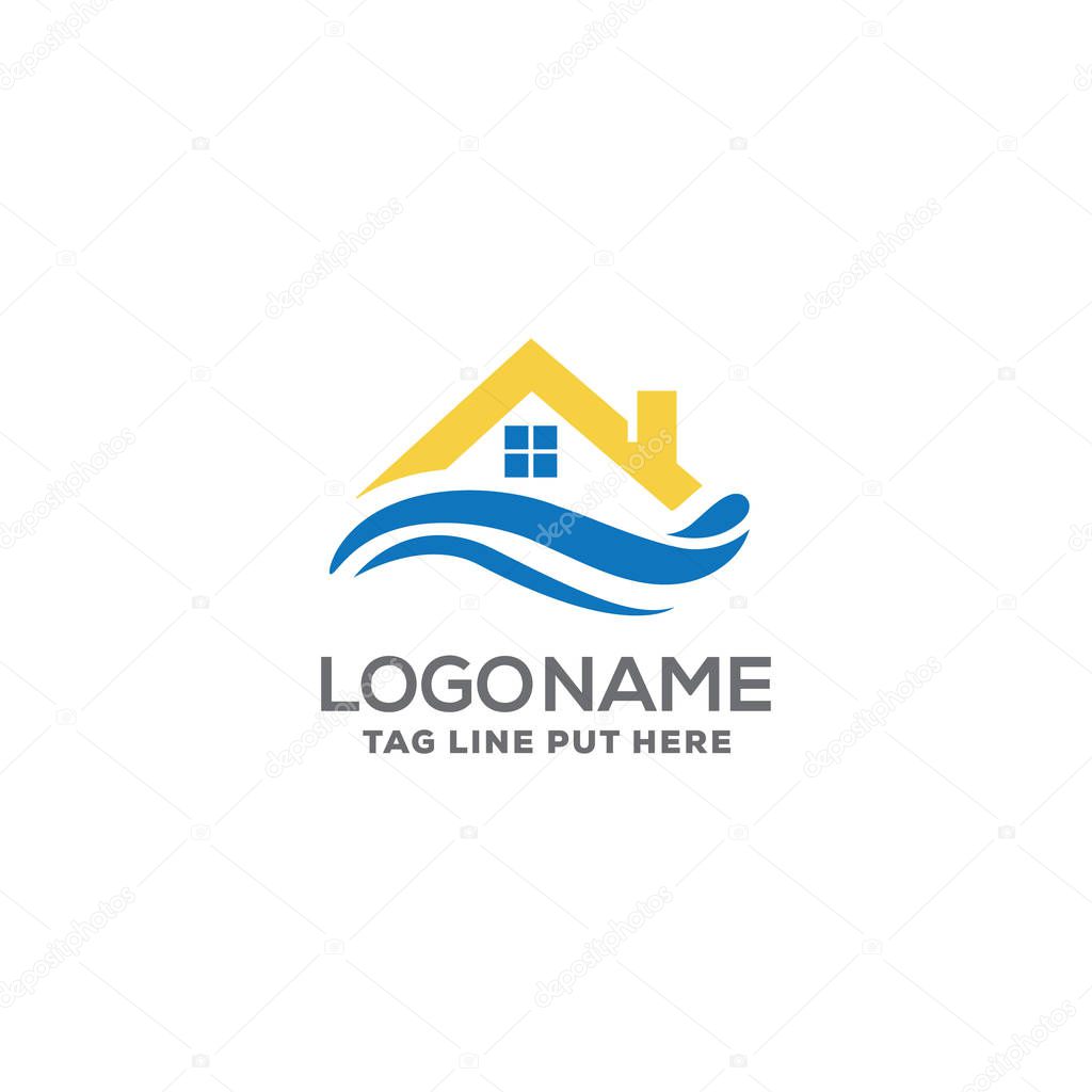 Creative & Modern Beach property logo design template  for real estate property business/company purpose ready to use