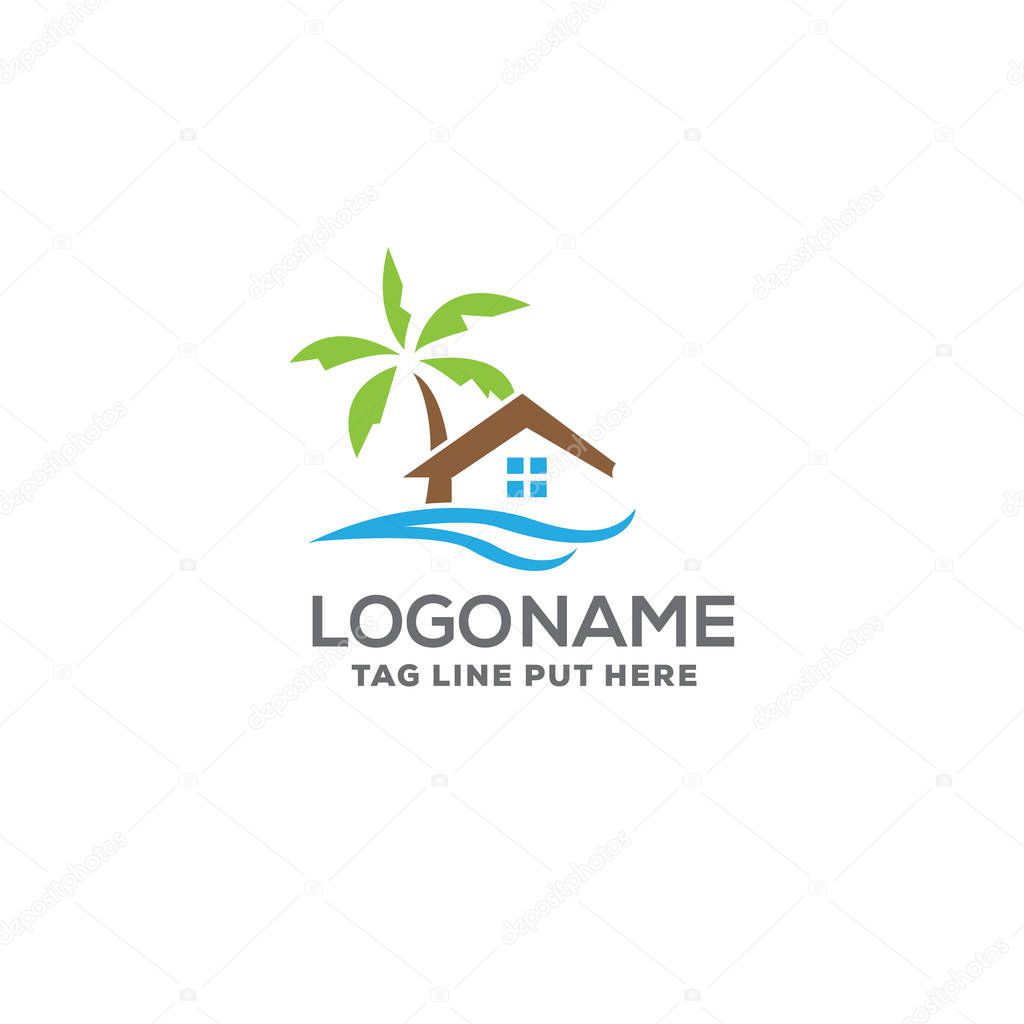 Beach property logo design template vector eps for use property company/business Or industry purpose ready to use