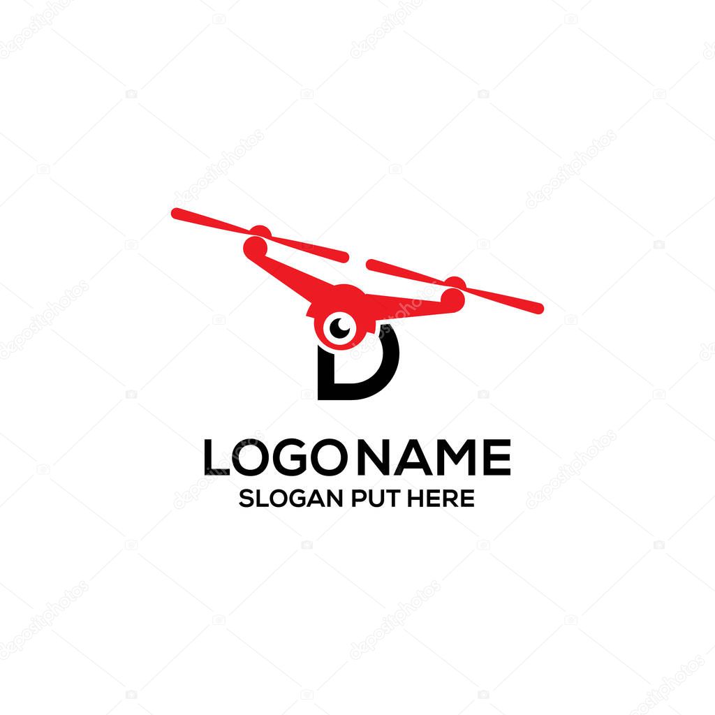 D Letter drone logo design template