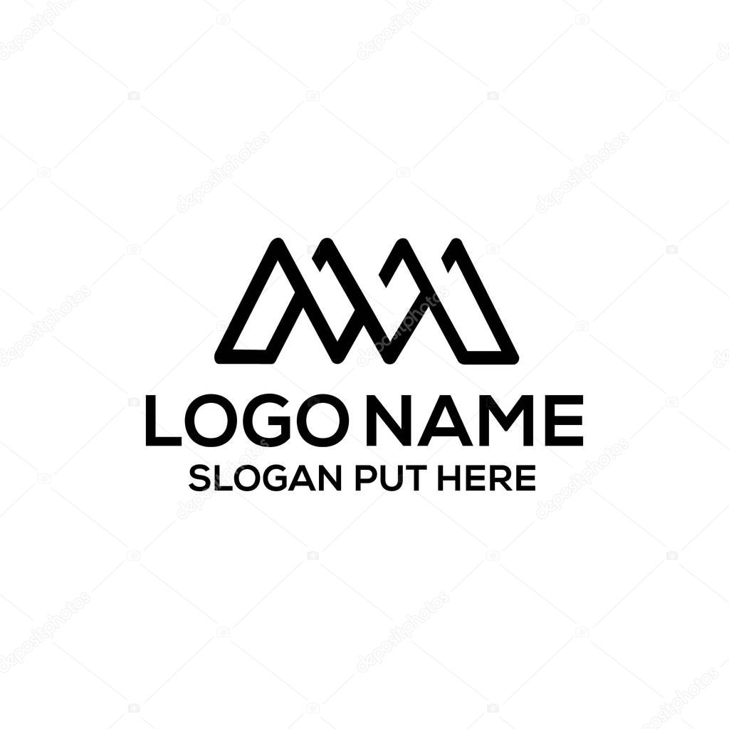 M Or MWM Letter logo design  template