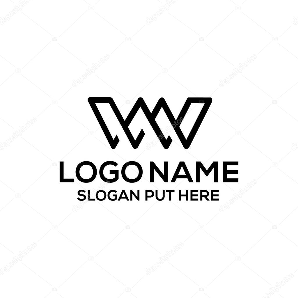 W Or WMW Letter logo design template