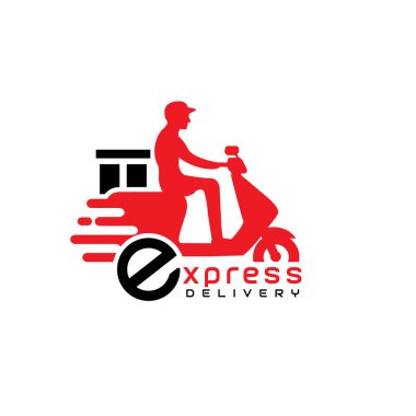Yaratıcı & Modern scooter, motosiklet ekspres dağıtım logosu tasarım şablonu taşıyıcı firma, iş ya da endüstriyel amaç kullanmaya hazır