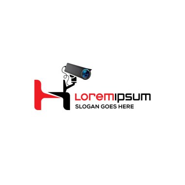Modern H harfi CCTV kamera logo tasarım şablonu, gerçekçi CCTV logosu