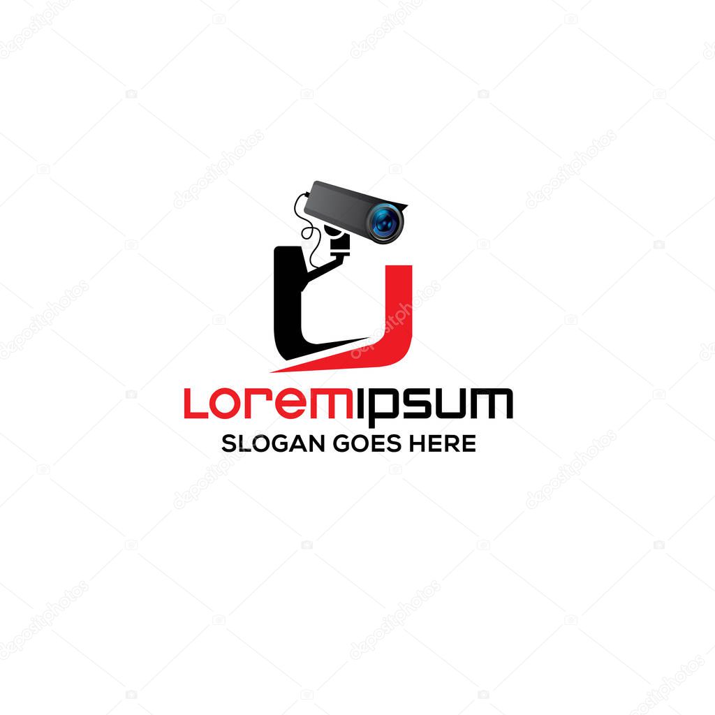 Modern U letter CCTV camera logo design template, Realistic CCTV logo