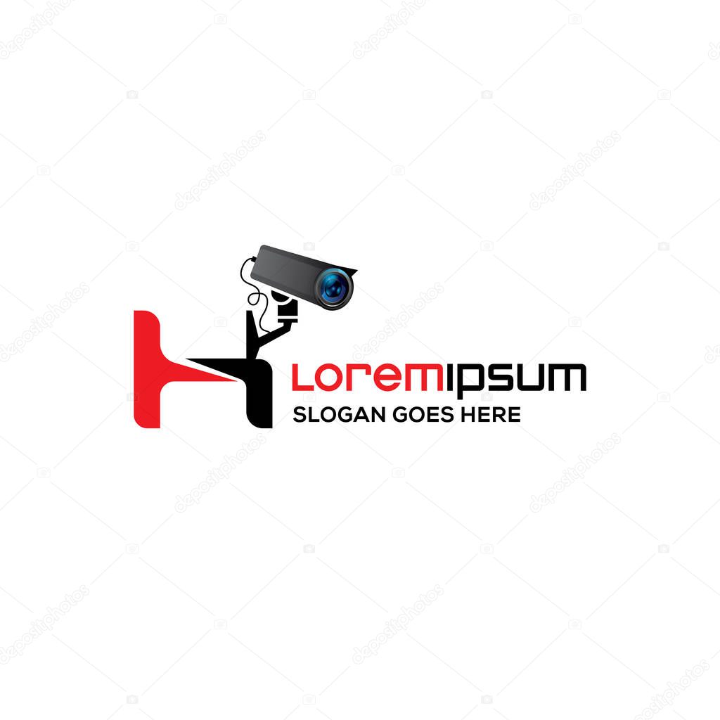 Modern H letter CCTV camera logo design template, Realistic CCTV logo