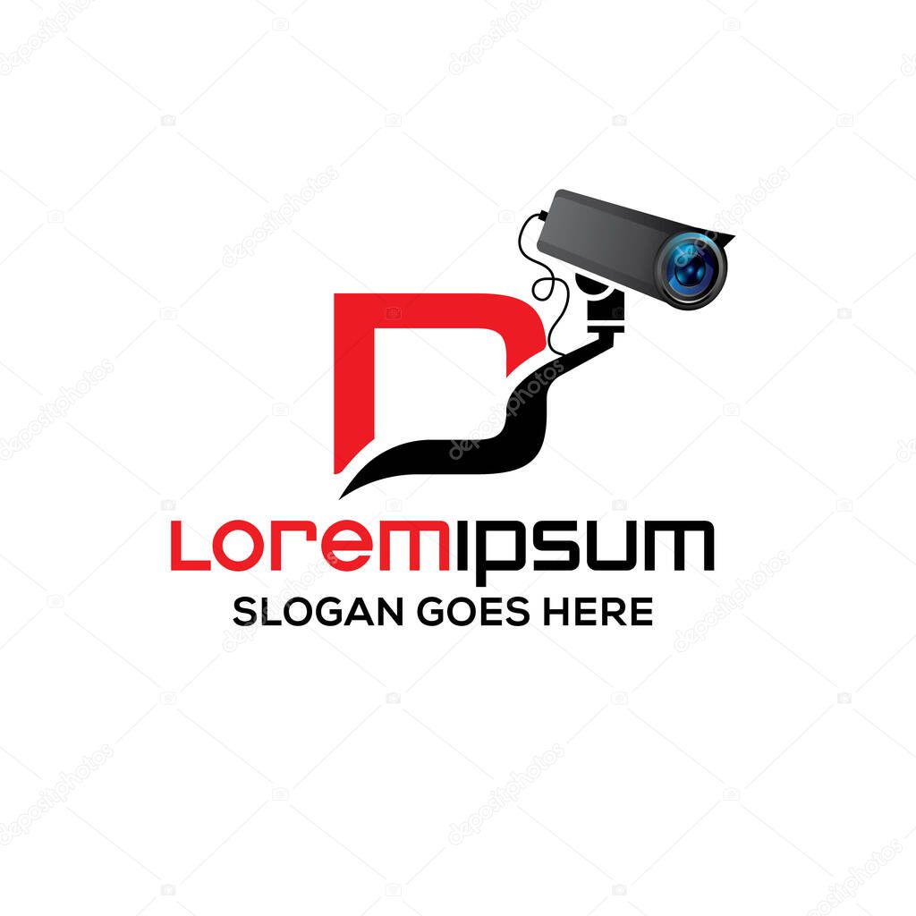 Modern D letter CCTV camera logo design template, Realistic CCTV logo