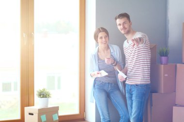 Çift renk örneği yeni ev için boya renk seçimi .