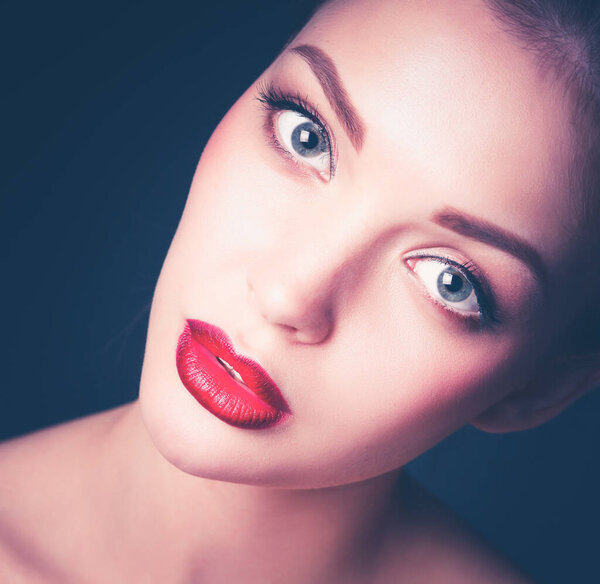 Close up portrait of beautiful young woman face