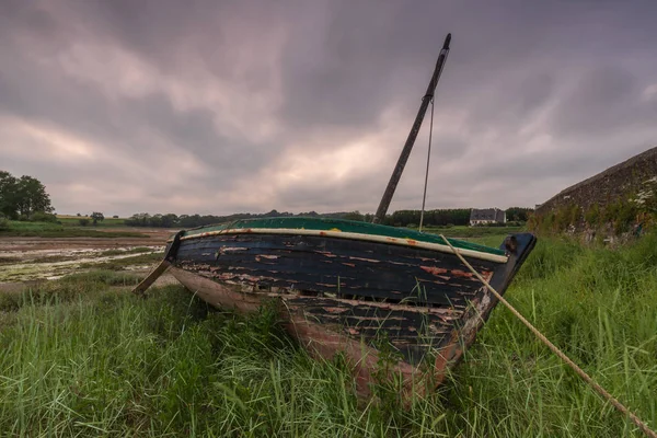 Verlaten boot in de borstel — Stockfoto